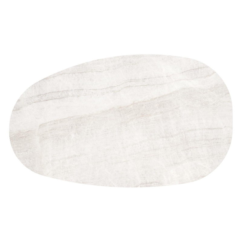 Donato loungetafel organisch in wit aluminium en volkeramiek Taj Mahal - L 151 x B 90 x H 25 cm