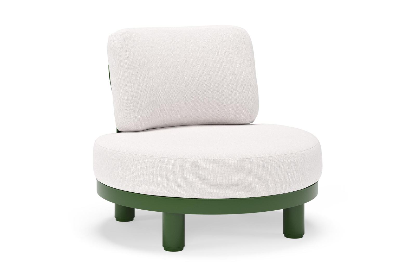 Donato loungestoel in groen aluminium met all weather sunbrella® luxe Savane Whisper kussen
