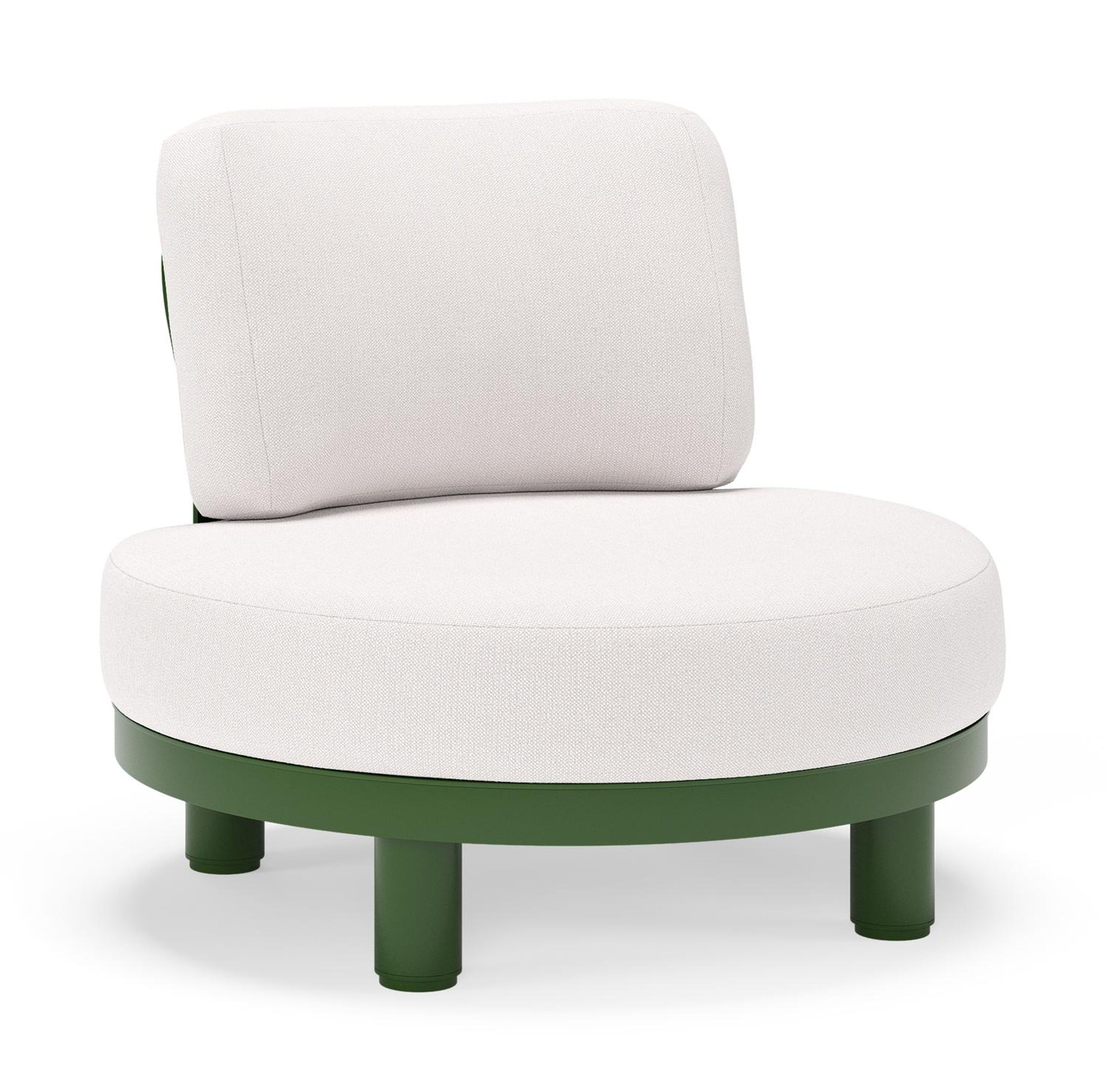 Fauteuil de jardin Donato en aluminium vert et coussins en all weather sunbrella® luxe Savane Whisper
