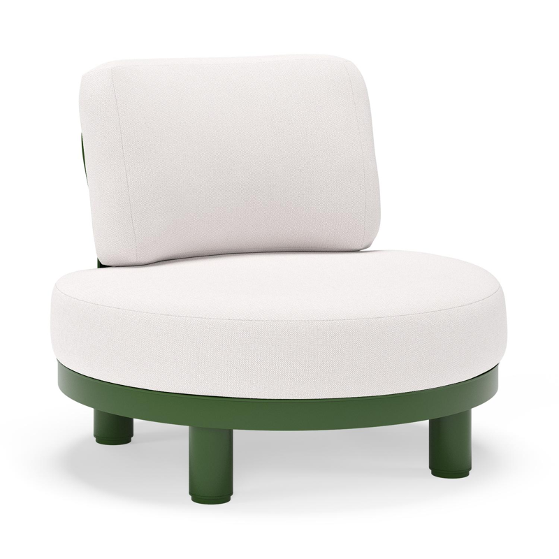 Donato loungestoel in groen aluminium met all weather sunbrella® luxe Savane Whisper kussen