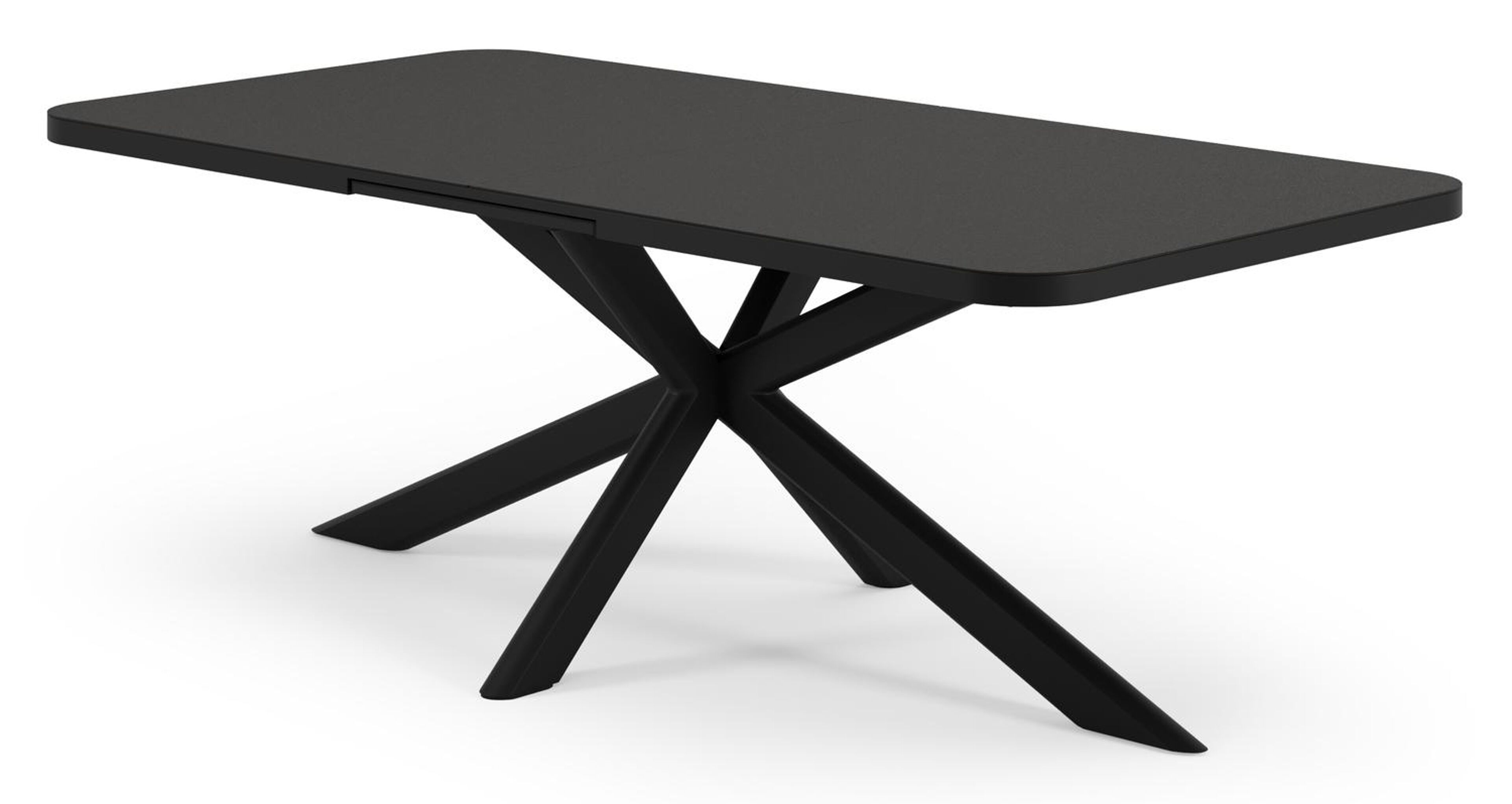 Estella tuintafel rechthoekig in zwart aluminium en Notte Minerale sintered stone - L 200 x B 100 x H 75.5 cm
