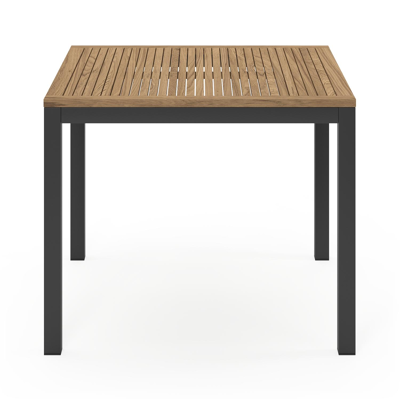 Feltro tuinset in zwart aluminium en naturel teak tafelblad met 4 Rivo tuinstoelen