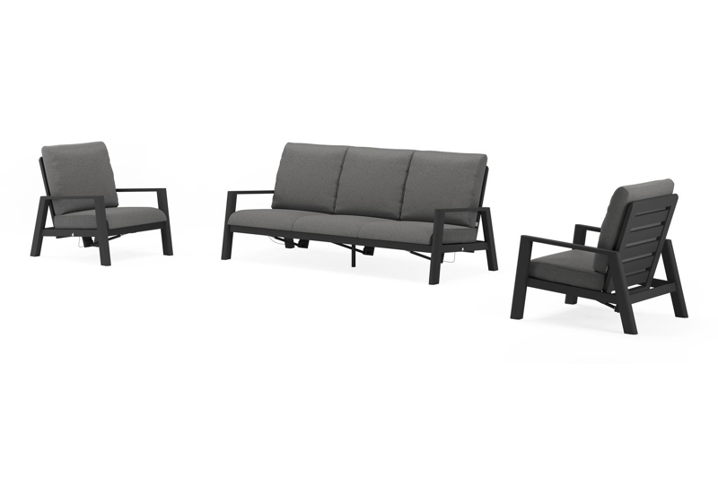 Cirello loungeset in zwart aluminium met savane tornado all weather sunbrella® luxe kussens