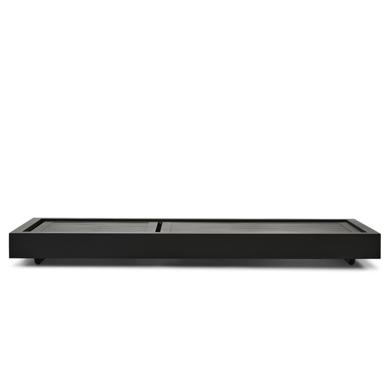 Como verstelbaar ligbed in zwart aluminium met natte grey chine all weather sunbrella® luxe kussens