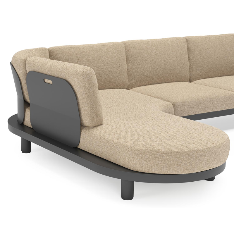 Donato loungehoek in zwart aluminium met all weather cosytica Madagascar Oak kussen