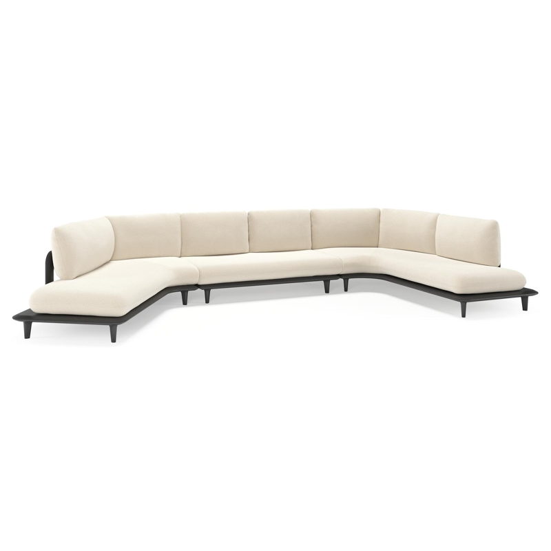 Bomero loungehoek in zwart aluminium met althea off white all weather cosytica kussen