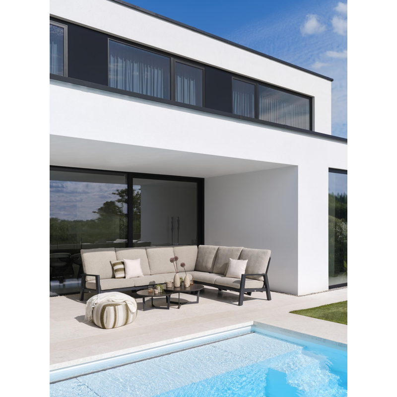 Tables basse Lacrima en aluminium noir et céramique pleine calatorao - Dia. 85/65 x H 35/30 cm