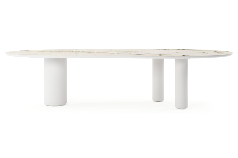 Amico tuintafel organisch in wit aluminium en volkeramiek Colorado Dunes - L 320 x B 120 x H 73.5 cm
