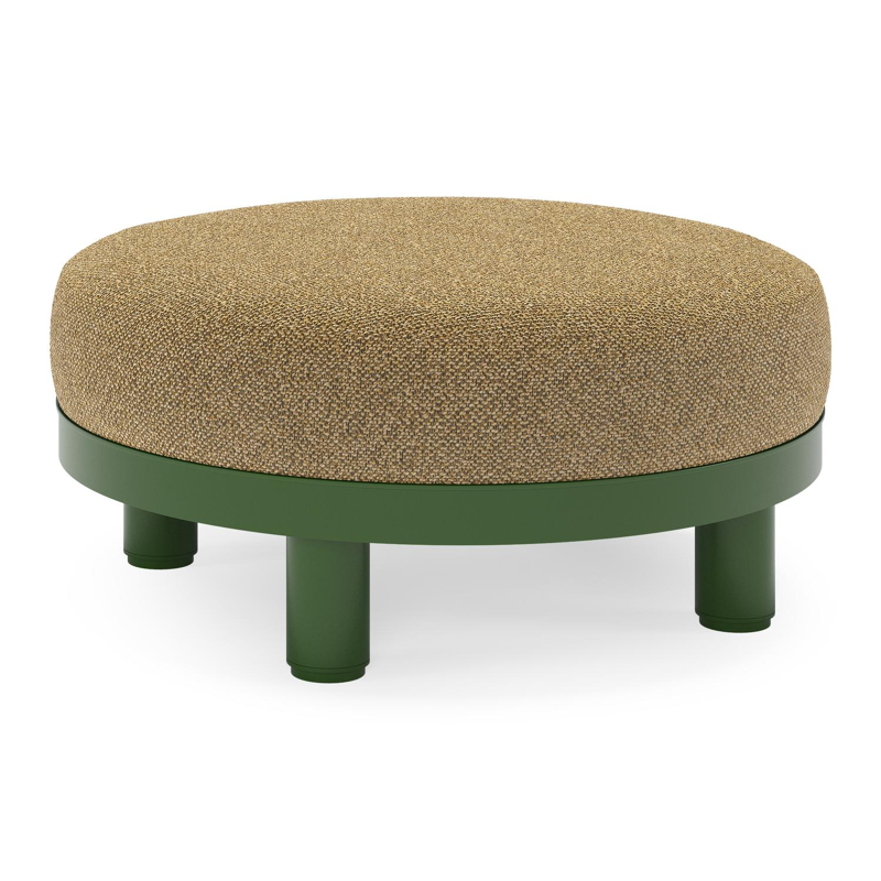 Donato lounge poef in groen aluminium met all weather cosytica Madagascar Walnut kussen
