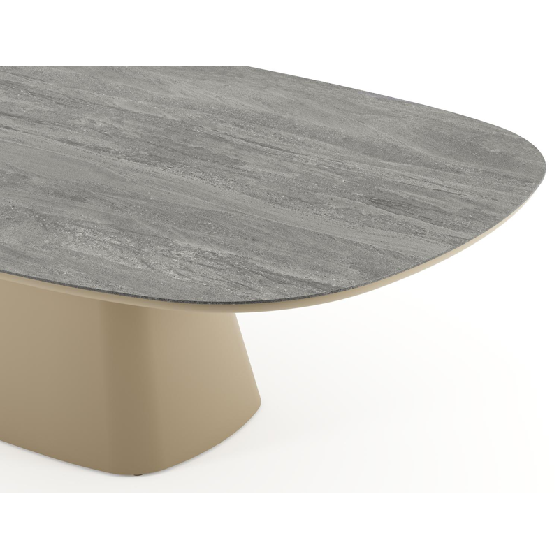 Amico tuintafel bombo xl in beige aluminium en volkeramiek Aspen Grey - L 270 x B 148 x H 73.5 cm