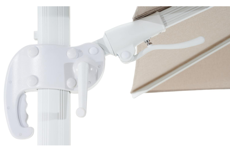 Avola zweefparasol met tiltfunctie in wit aluminium met rustic weather+ softtouch parasoldoek - L1 200 x L2 300 cm (zonder voet)