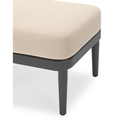 Pouf Orso en aluminium noir et coussins en all weather sunbrella® luxe Natte Linen Chalk