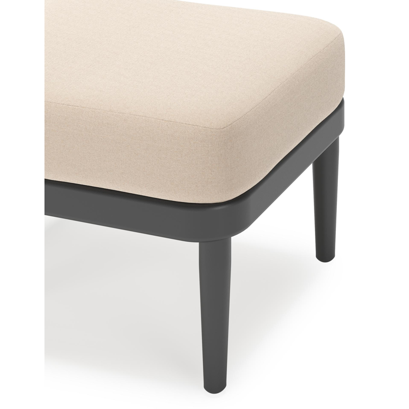 Pouf Orso en aluminium noir et coussins en all weather sunbrella® luxe Natte Linen Chalk