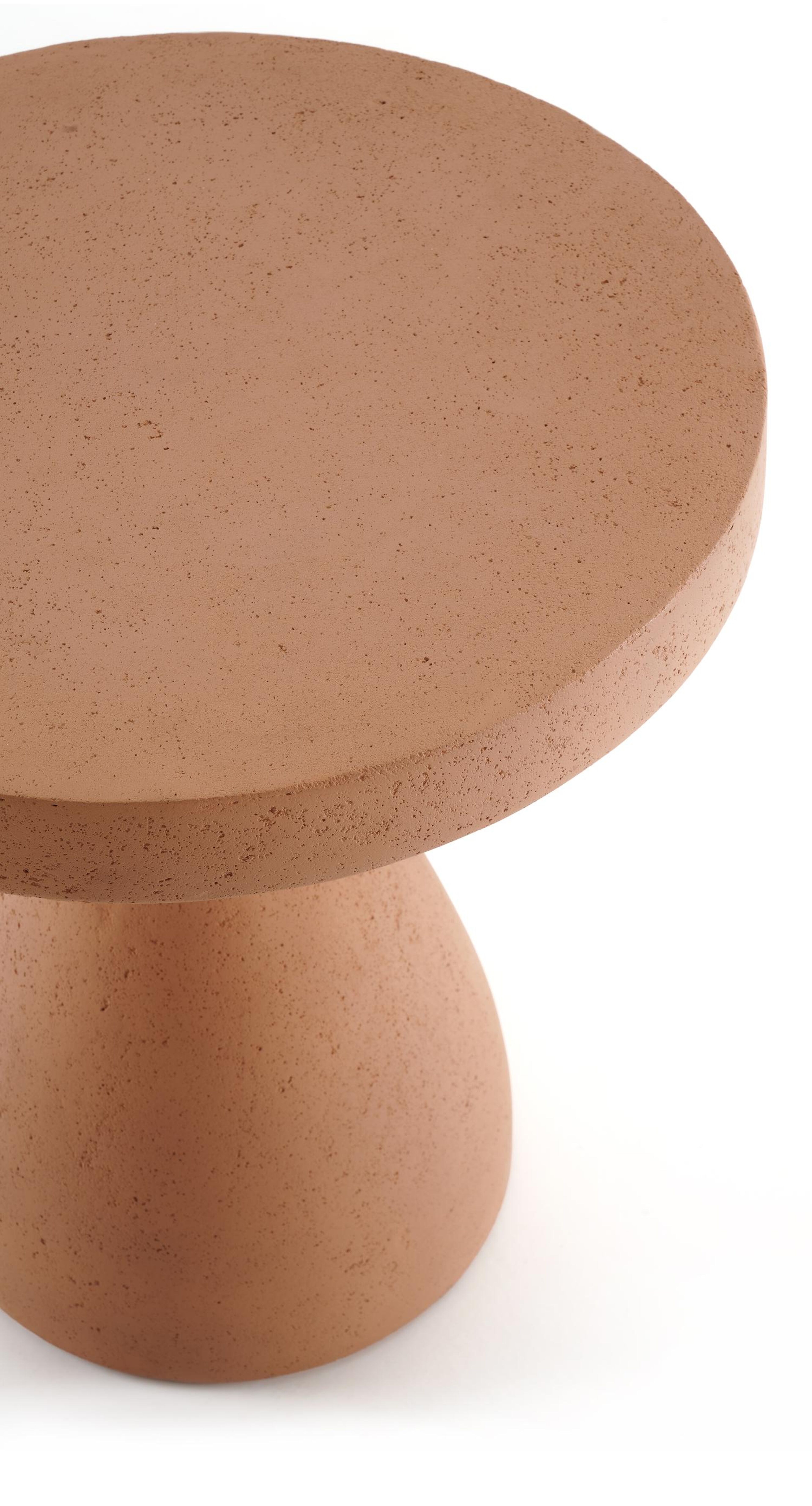 Table d'appoint Lomo en béton brun rouille brun rouille - Diam. 50 x Haut. 54 cm