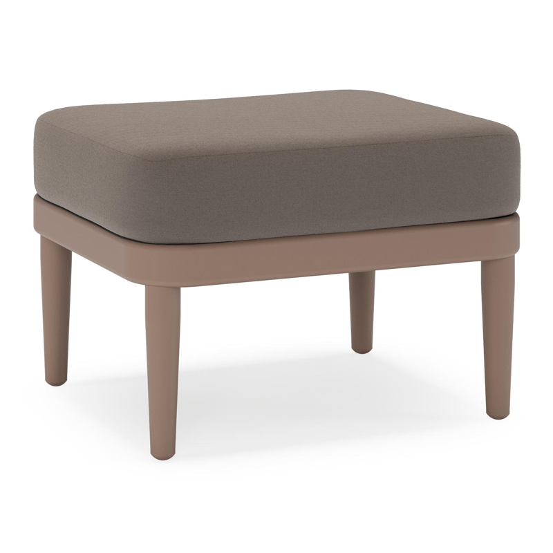 Pouf Orso en aluminium taupe et coussins en all weather sunbrella® luxe Natte Nature Grey