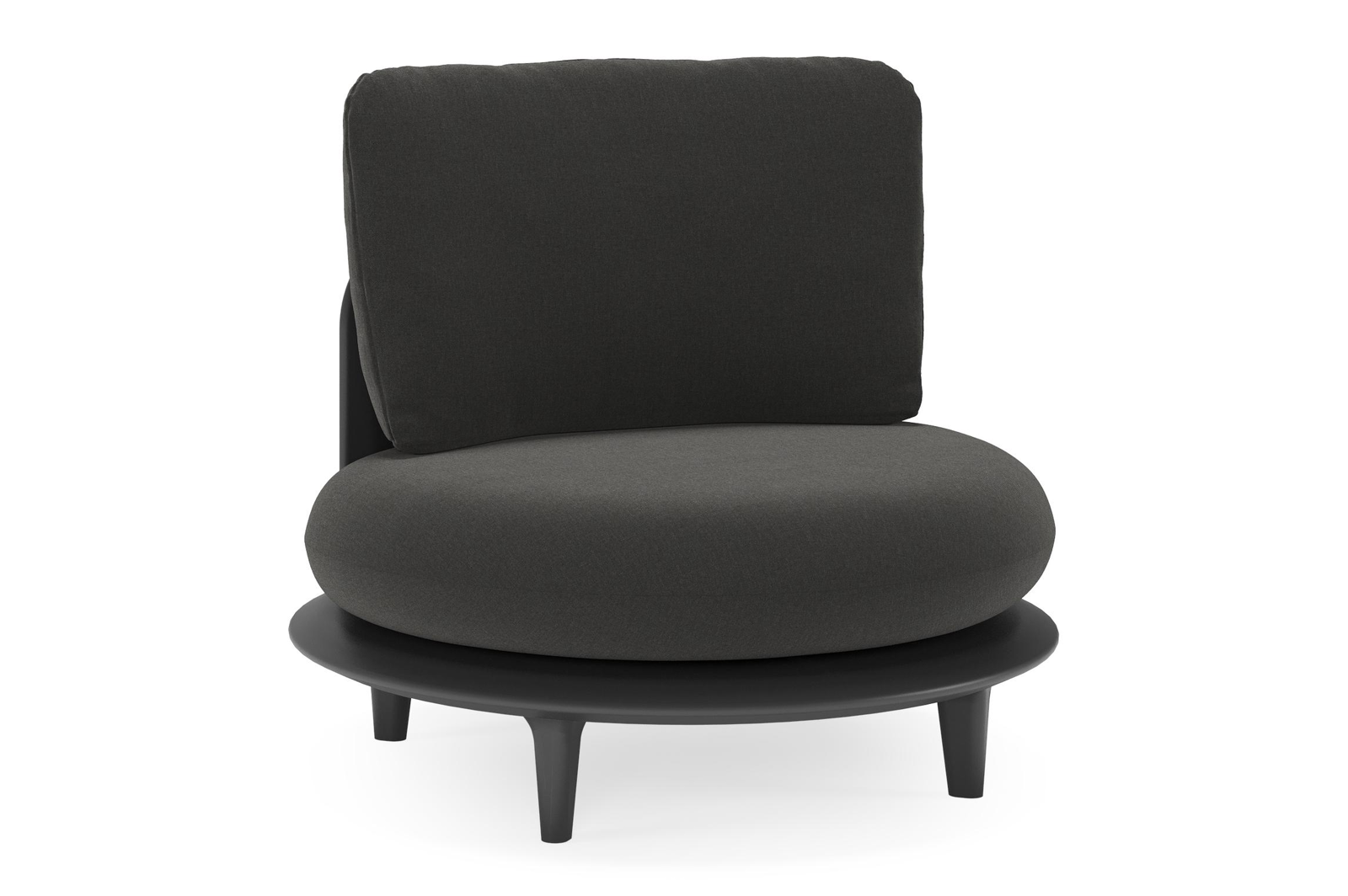 Bomero loungestoel in zwart aluminium met natte sooty all weather sunbrella® luxe kussen