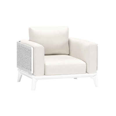 Set van 2 Mosa loungestoelen 2 x 1-zit in wit aluminium en wit gedraaide ronde wicker met sand weather+ softtouch kussen