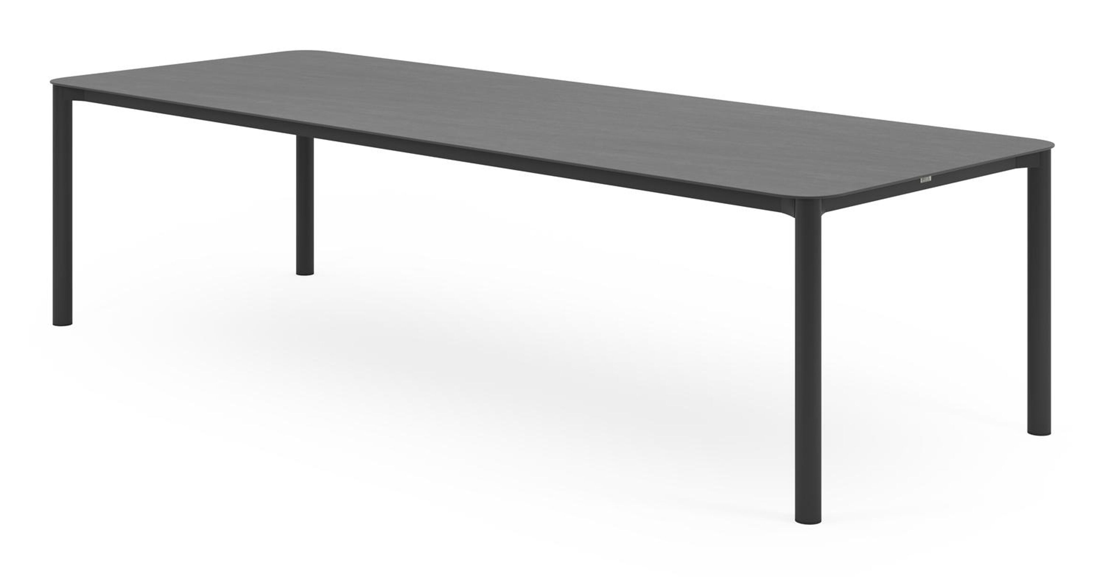 Lugano tuintafel rechthoekig afgerond in zwart aluminium en volkeramiek basalt black - L 290 x B 110 x H 74 cm