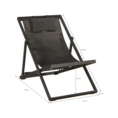 Cabana strandstoel in zwart aluminium met zwart textilene