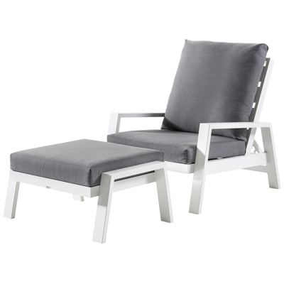 Salon de jardin Veneto en aluminium blanc avec coussins en weather+ softtouch gris