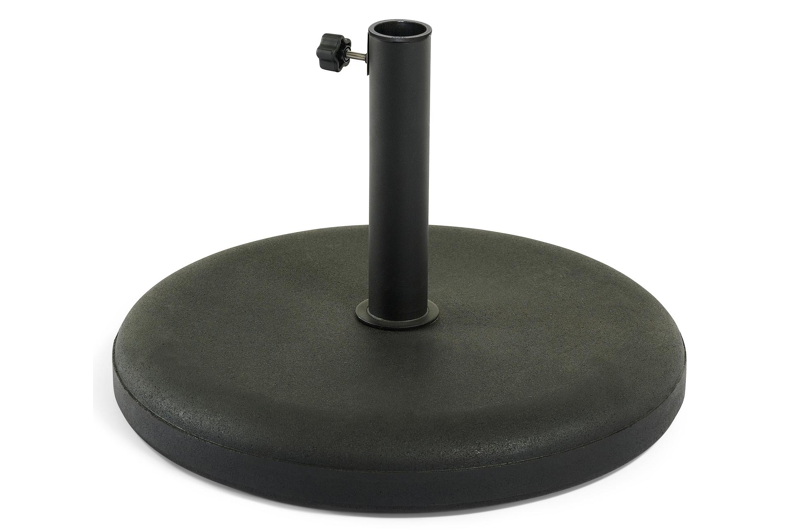 Viola staanparasol in zwart aluminium met grijs weather+ softtouch parasoldoek - Dia. 350 cm (met voet)