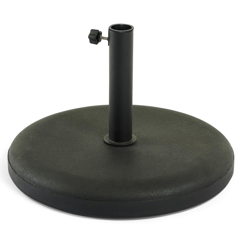 Viola staanparasol in zwart aluminium met grijs weather+ softtouch parasoldoek - Dia. 350 cm (met voet)