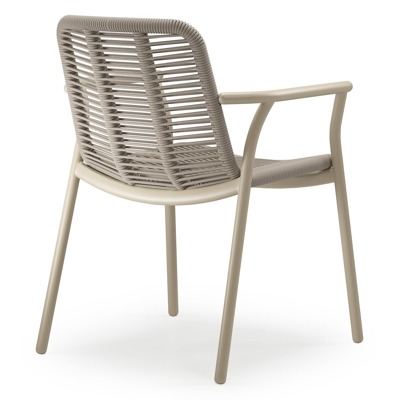Mira tuinset in beige aluminium en teak met 8 stapelbare Berga tuinstoelen