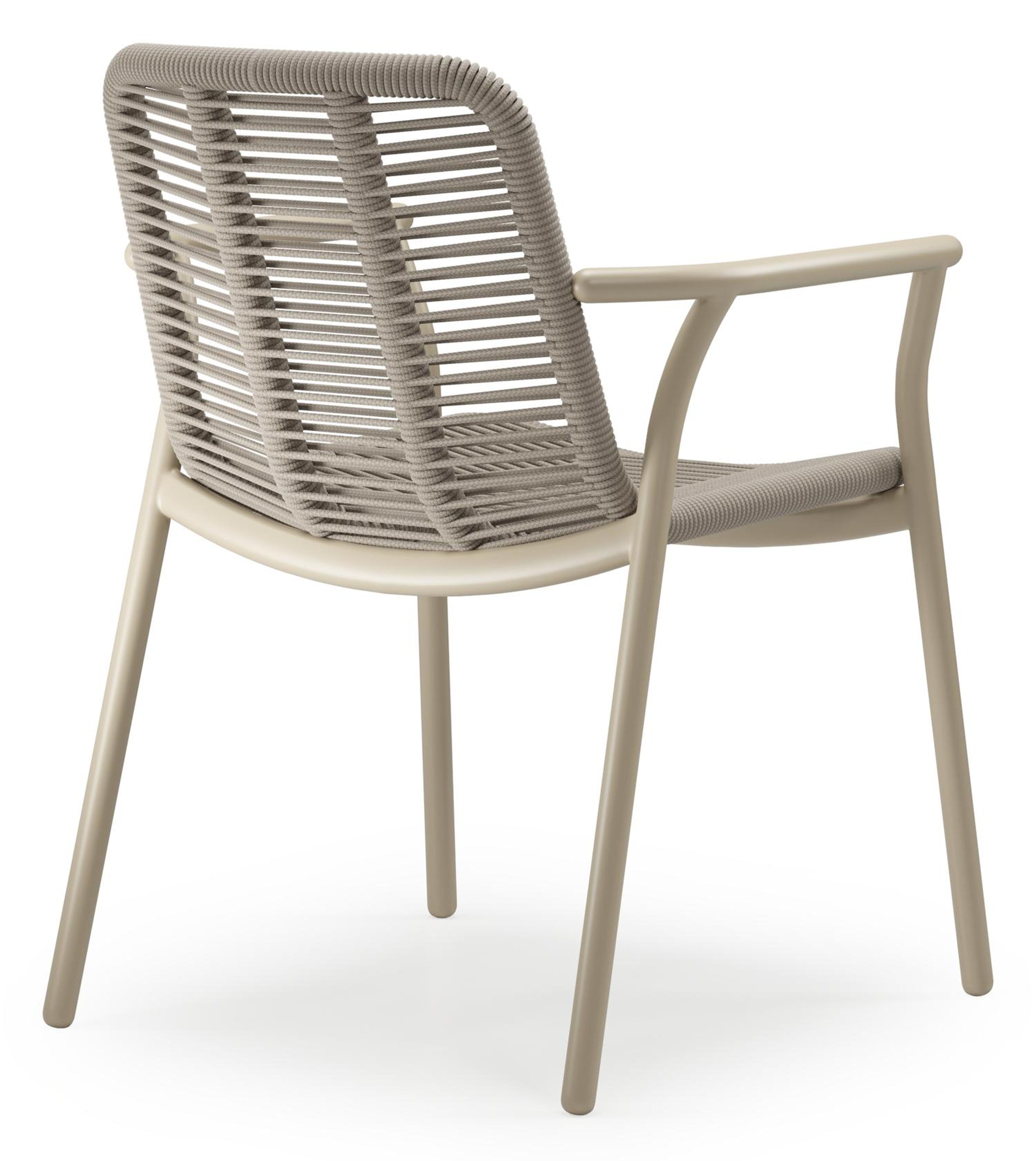 Berga tuinstoel in beige aluminium en beige verticaal geweven ronde rope
