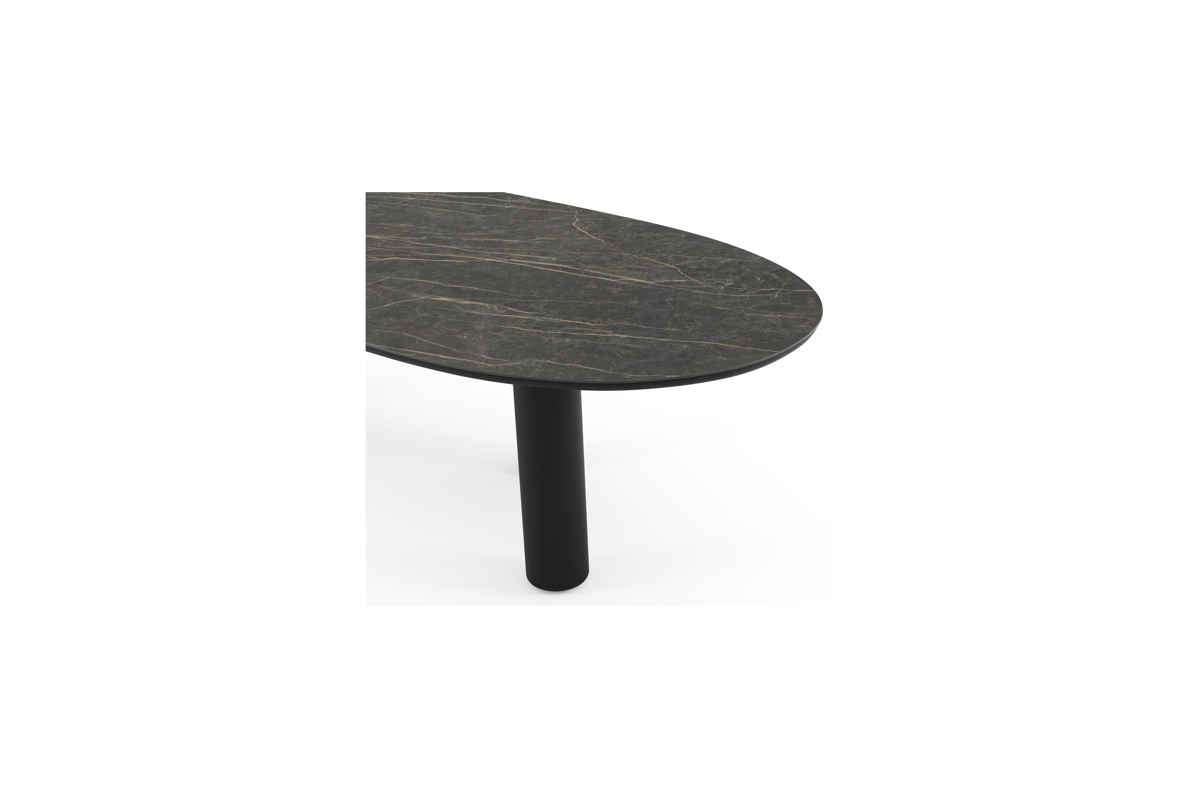 Amico tuintafel organisch in zwart aluminium en volkeramiek Black Obsession - L 280 x B 120 x H 73.5 cm