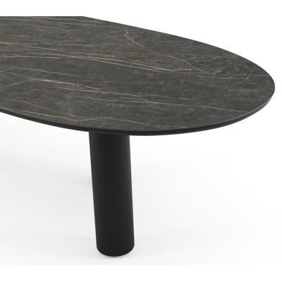 Table de jardin Amico organique en aluminium noir et céramique pleine Black Obsession - Lg. 280 x Lrg. 120 x Haut. 73.5 cm