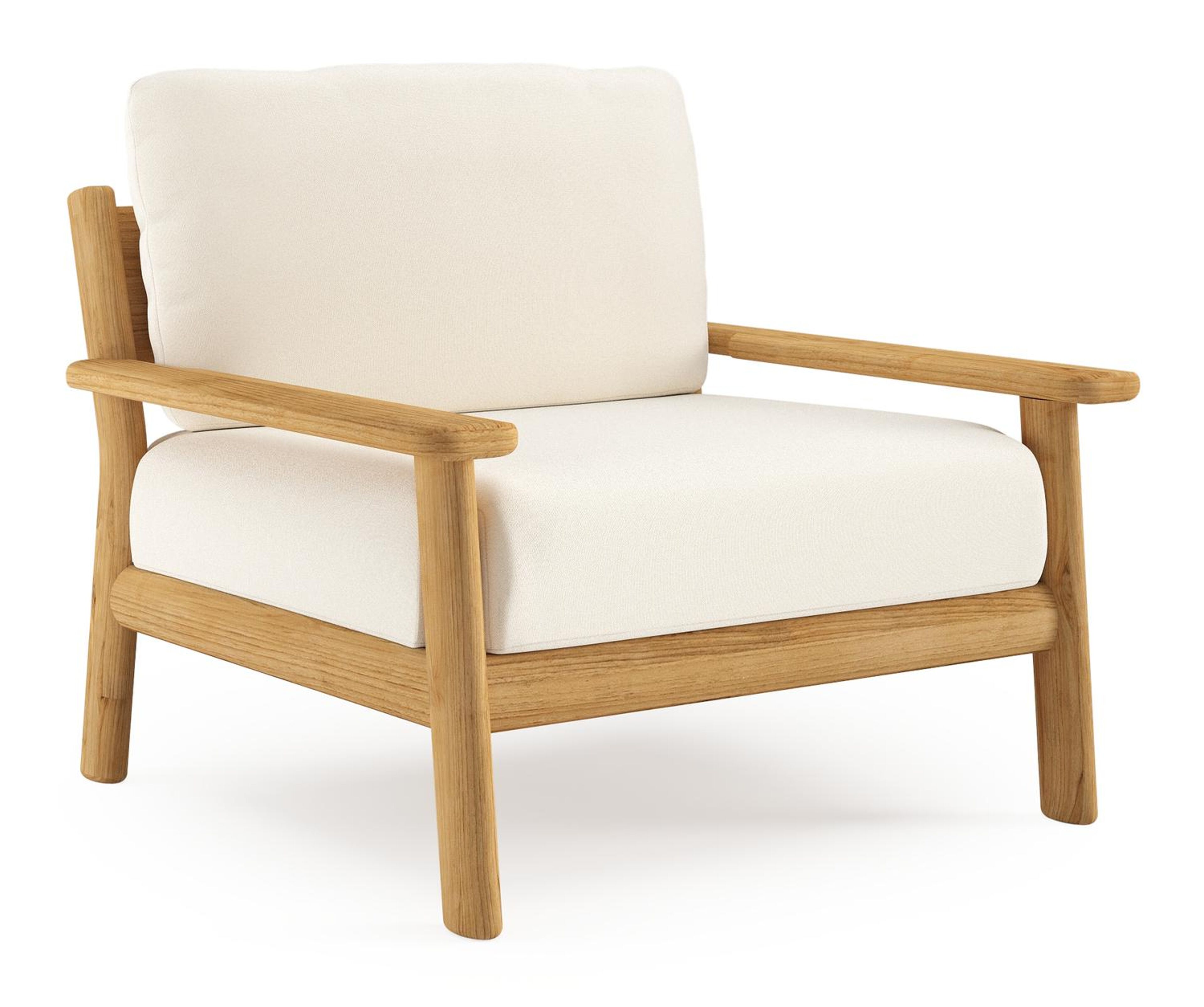 Amaro loungestoel in teak met natte white all weather sunbrella® luxe kussen
