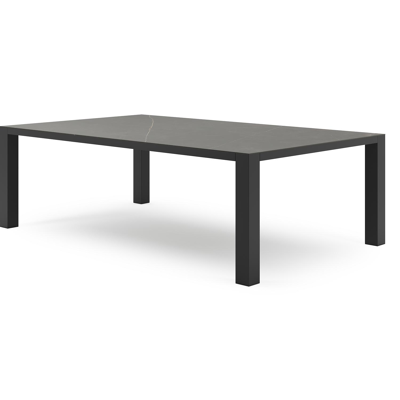 Nano tuintafel in zwart aluminium en volkeramiek calatorao - L 240 x B 148 x H 75 cm