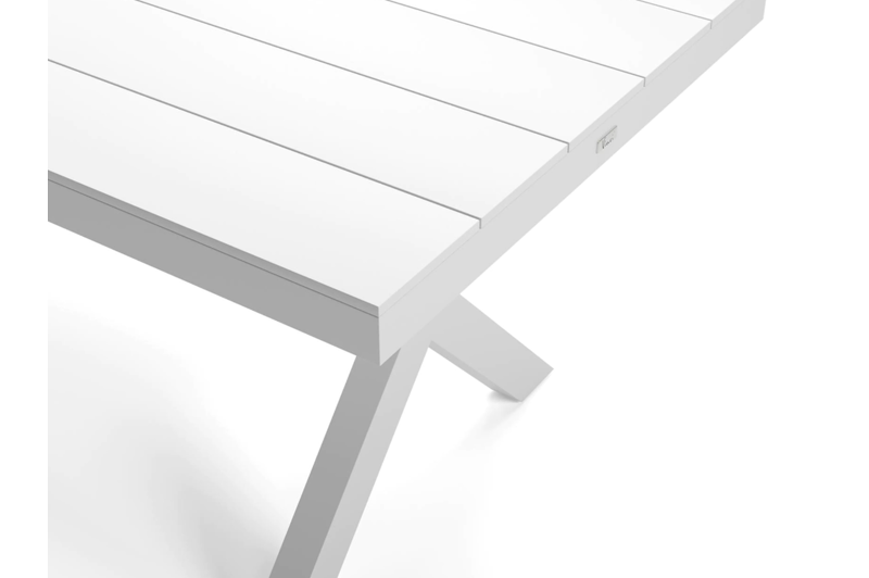 Bahia tuinset rechthoekig in wit aluminium met 8 Salto tuinstoelen