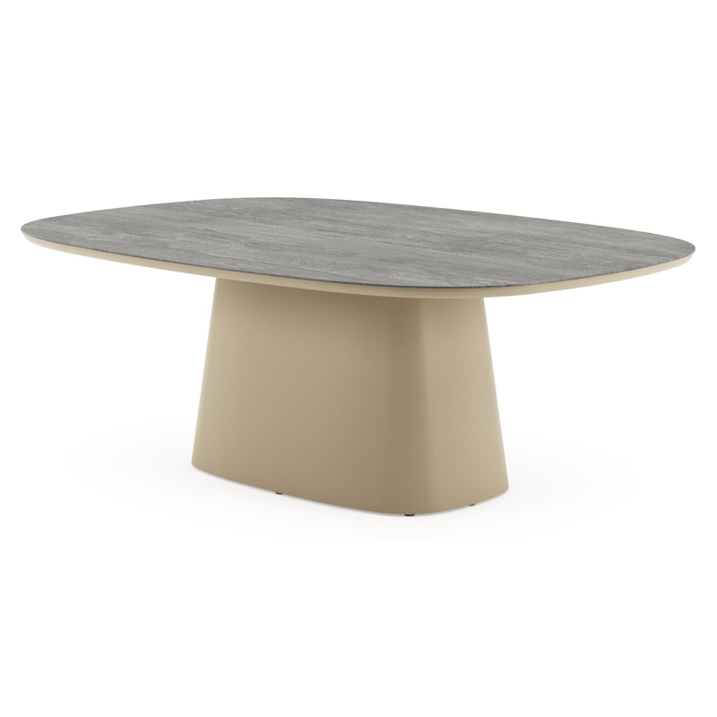 Amico tuintafel bombo xl in beige aluminium en volkeramiek Aspen Grey - L 210 x B 148 x H 73.5 cm