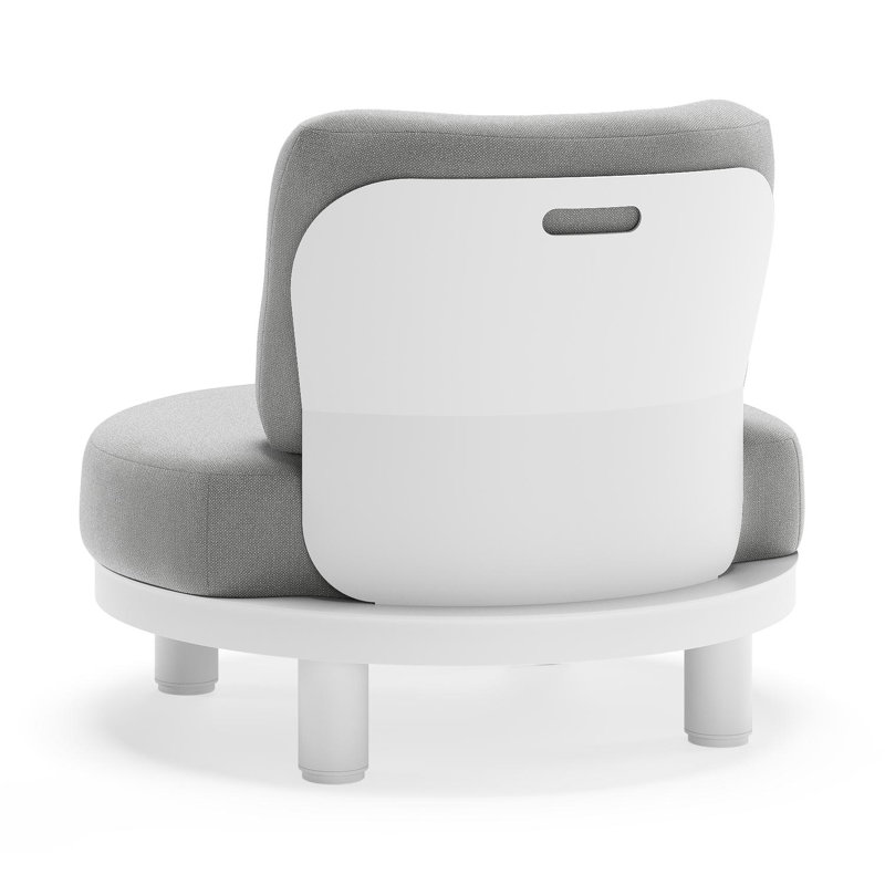 Donato loungestoel in wit aluminium met all weather sunbrella® luxe Savane Grey kussen