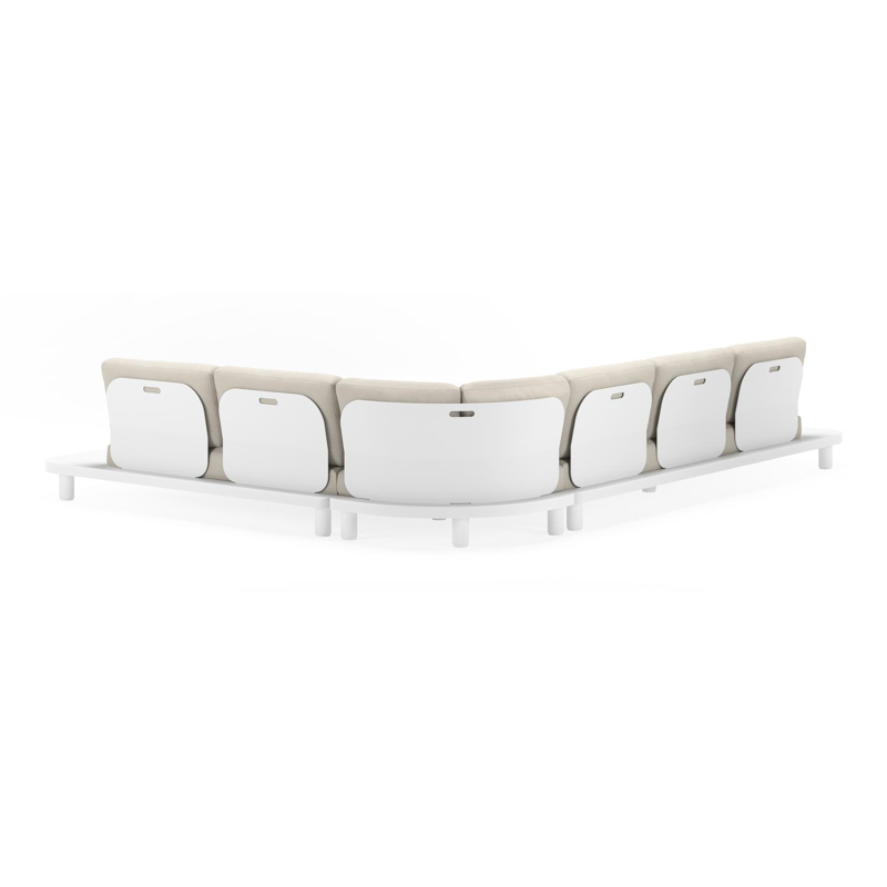 Donato loungehoek in wit aluminium met savane zinc all weather sunbrella® luxe kussens