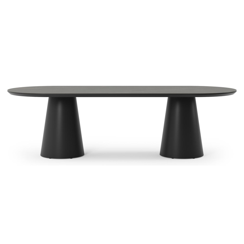 Table de jardin Donato en aluminium noir et céramique pleine calatorao - Lg 260 x Larg. 100 x H 74 cm