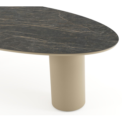 Amico tuintafel ovaal in beige aluminium en volkeramiek Black Obsession - L 260 x B 125 x H 73.5 cm