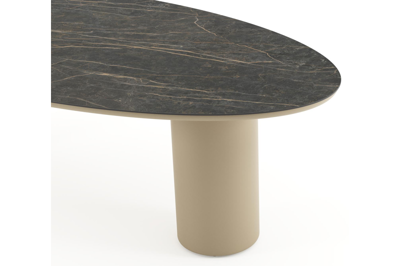 Amico tuintafel ovaal in beige aluminium en volkeramiek Black Obsession - L 260 x B 125 x H 73.5 cm