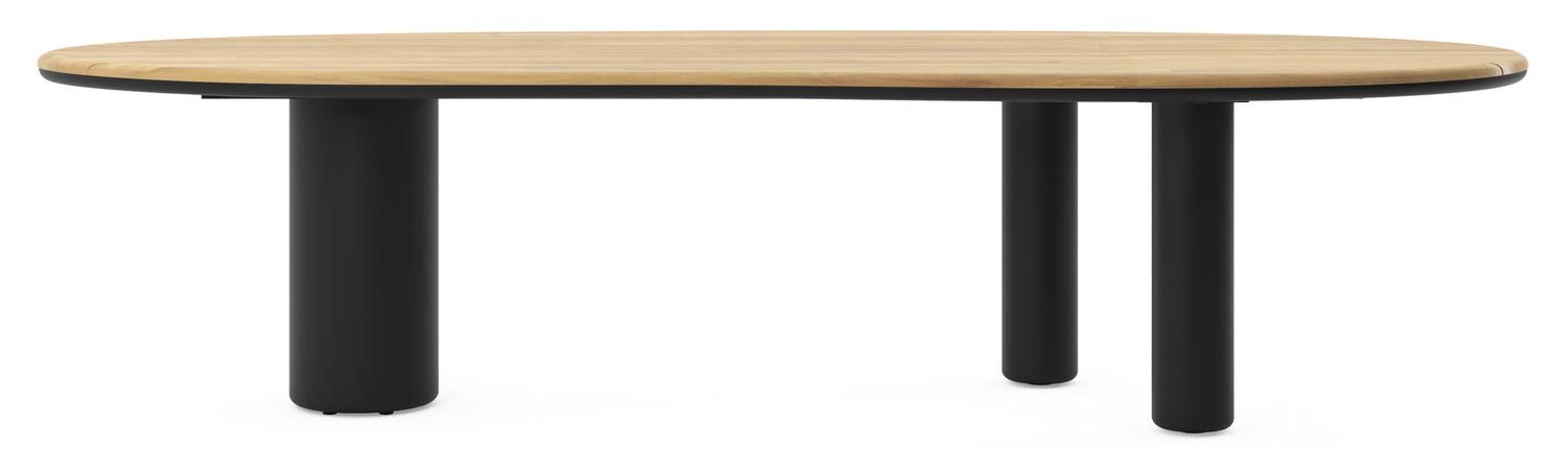 Amico tuintafel organisch in zwart aluminium en teak - L 320 x B 120 x H 74 cm