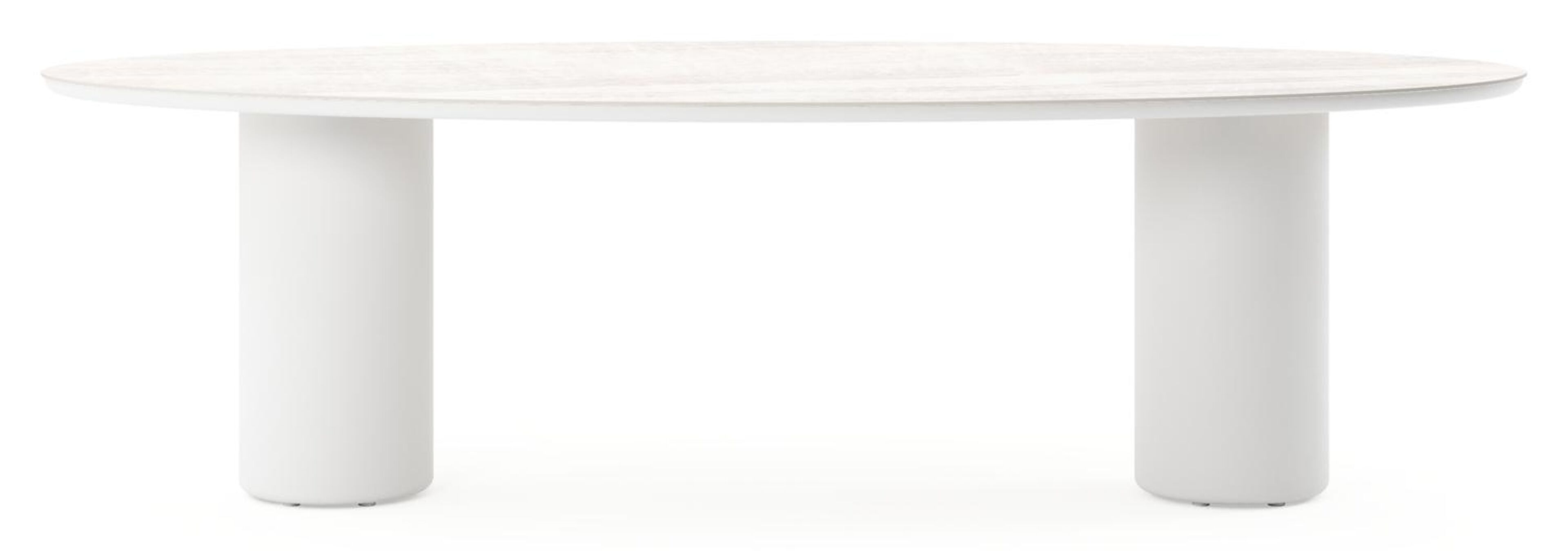 Amico tuintafel ovaal in wit aluminium en volkeramiek Taj Mahal - L 260 x B 125 x H 73.5 cm