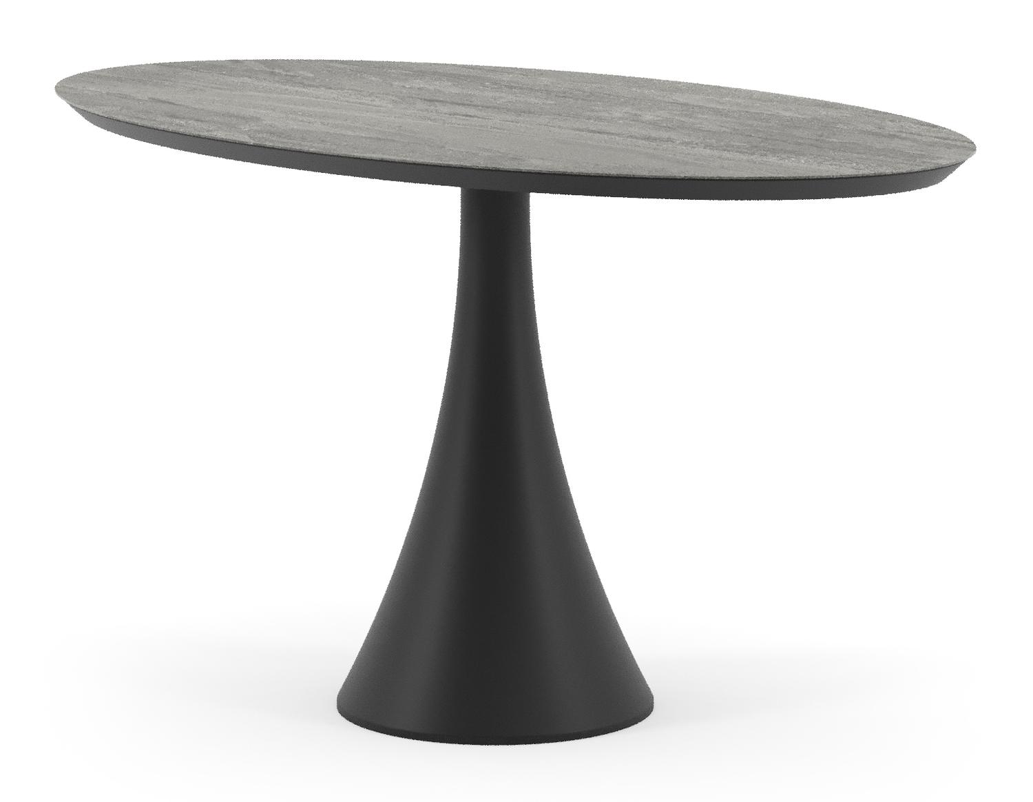 Fano tuintafel ovaal in zwart aluminium en volkeramiek Aspen Grey - L 140 x B 80 x H 74.5 cm
