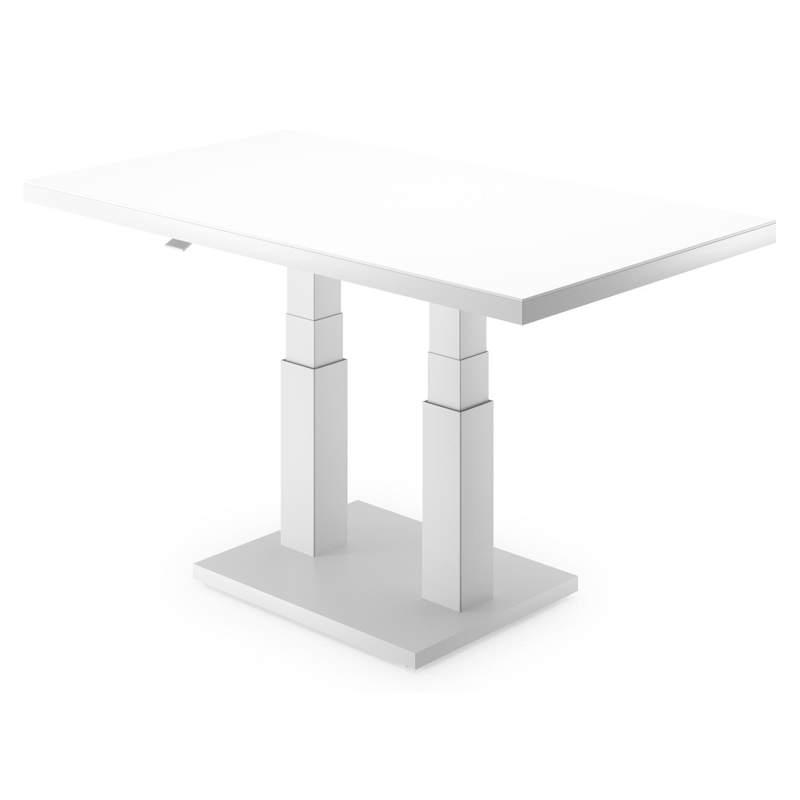 Cirello Pop up loungetafel in wit aluminium en wit volkeramiek - L 140 x B 80 x H 71,6 cm