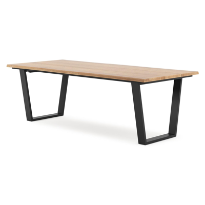 Pagino tuintafel boomstam in zwart aluminium en teak - L 240 x B 110 x H 73,5 cm