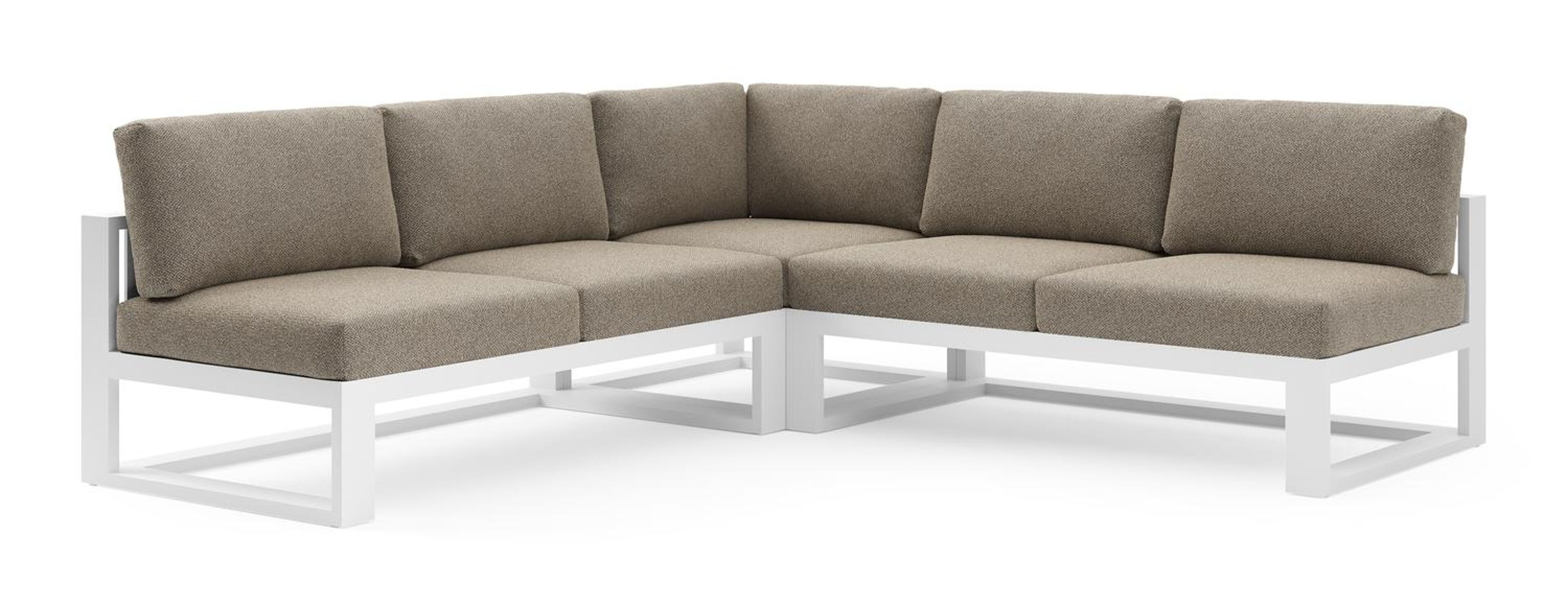 Salon de jardin d'angle Verato en aluminium blanc et coussins en all weather cosytica madagascar burch