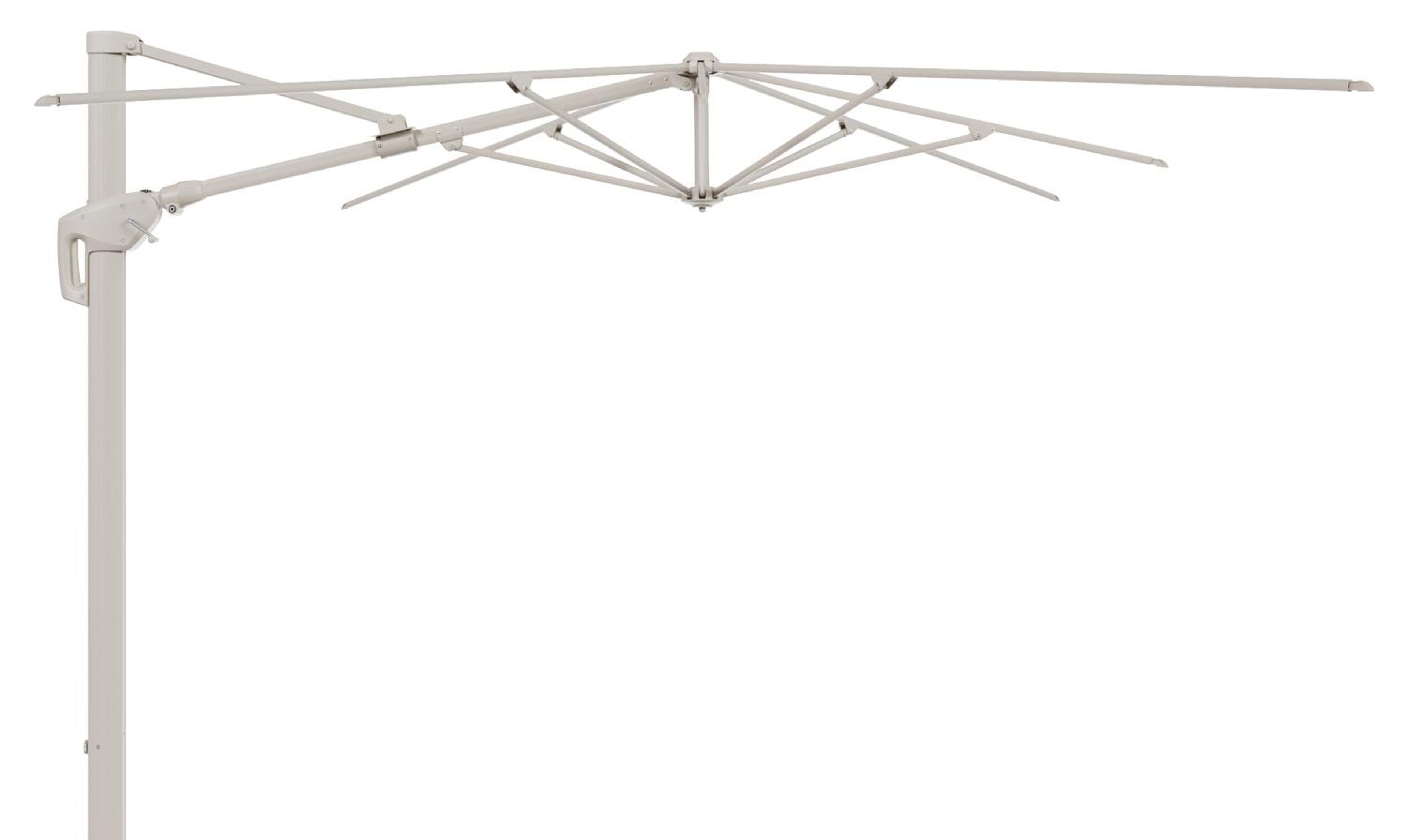 Parasol pendant Minore avec fonction tilt en aluminium beige et toile de parasol All Weather Sunbrella® Luxe Lopi Marble - Lg.1: 400 x Lg.2: 300 cm (sans pied de parasol)