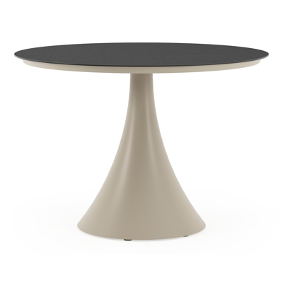 Fano tuintafel rond in beige aluminium en volkeramiek Nero Black - Dia. 110 x H 75 cm