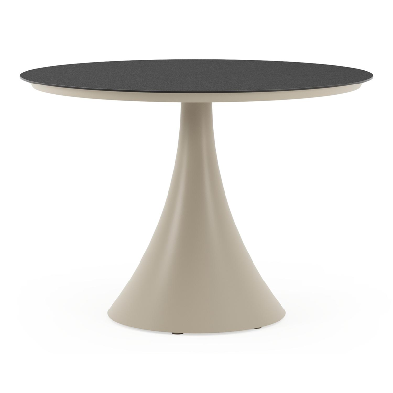 Fano tuintafel rond in beige aluminium en volkeramiek Nero Black - Dia. 110 x H 75 cm