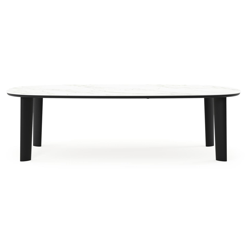 Amico tuintafel bombo xl in zwart aluminium en volkeramiek Calacatta - L 270 x B 148 x H 74 cm
