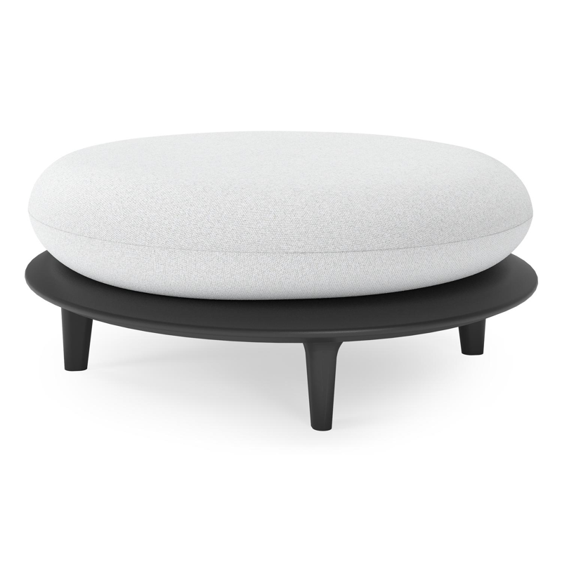 Pouf Bomero en aluminium noir et coussins en all weather solica ego birch